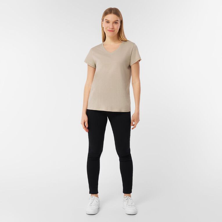 H&H Women's Essential Short Sleeve V-Neck Tee, Brown Light, hi-res