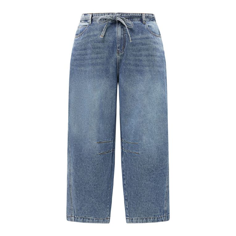H&H Curve Women's Barrel Leg Jeans, Denim Light, hi-res