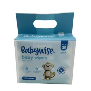 babywise wipes 99% water fragrance free 4 x 20 pack 80 wipe
