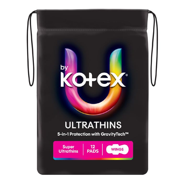 U By Kotex Ultra-thin Super Wings Pads 12 Pack, , hi-res