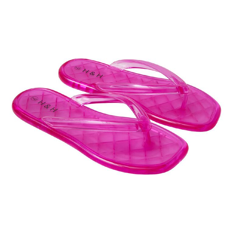 H&H Women's Coloured Jelly Beach Thongs, Magenta, hi-res