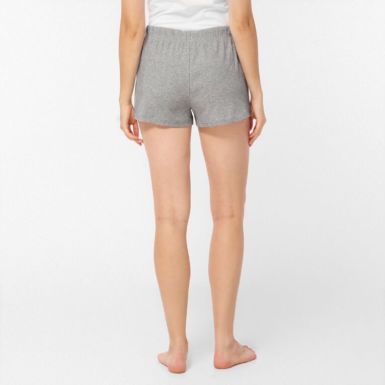 H&H Women's Rib Pyjama Shorts, Grey Mid, hi-res