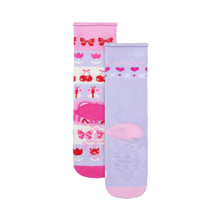 Underworks Girls' Textured Crew Socks 3 Pack, Pink, hi-res