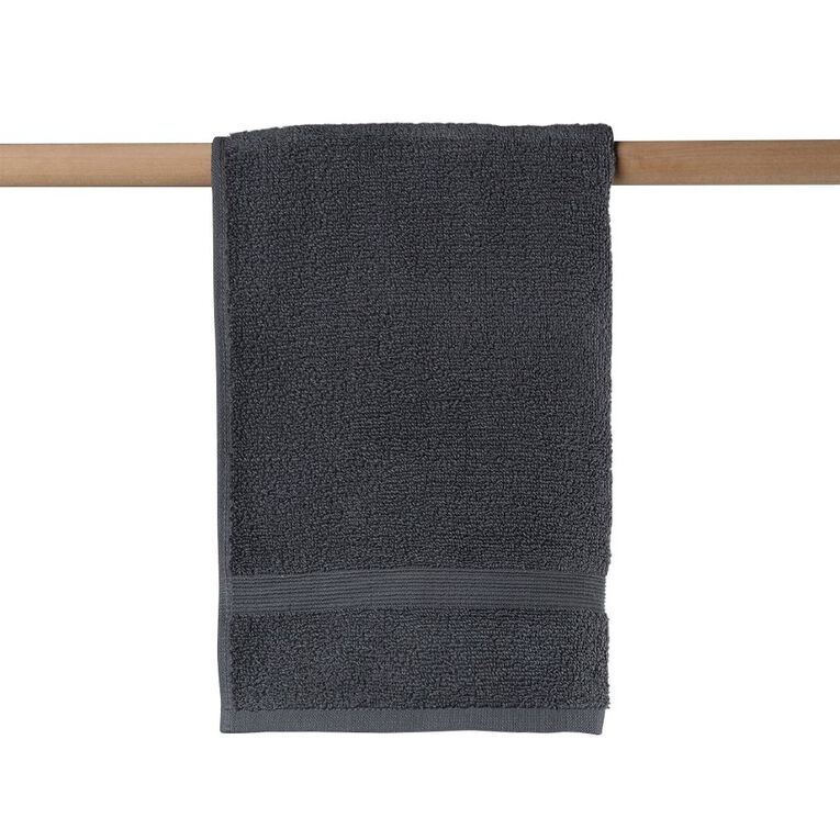 Living & Co Plush Plain Hand Towel Charcoal 40cm x 65cm, , hi-res