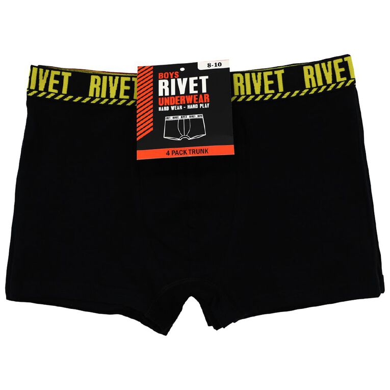 Rivet Boys' Trunks 4 Pack, Black, hi-res