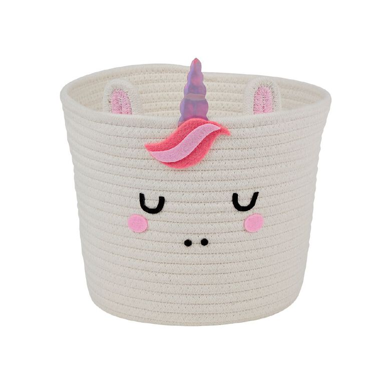 Living & Co Kids Kids' Cotton Rope Basket Unicorn White, , hi-res