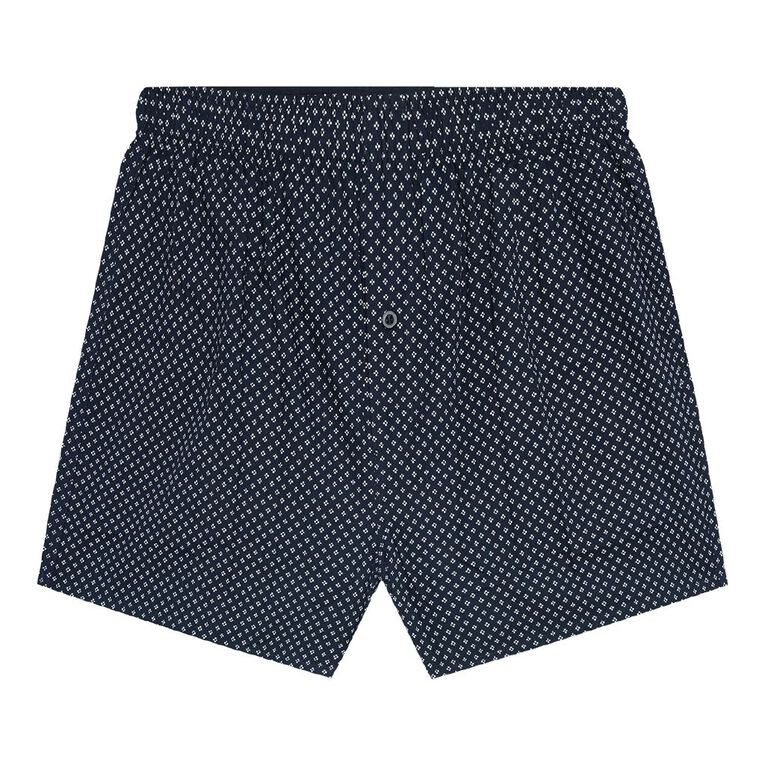 H&H Men's Woven Boxer 3 Pack, Black/Blue, hi-res