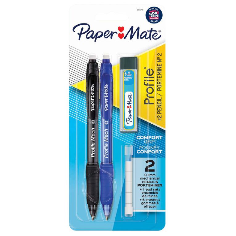 Paper Mate Profile 2 Mechanical Pencils 0.7mm With Refills & Erasers, , hi-res