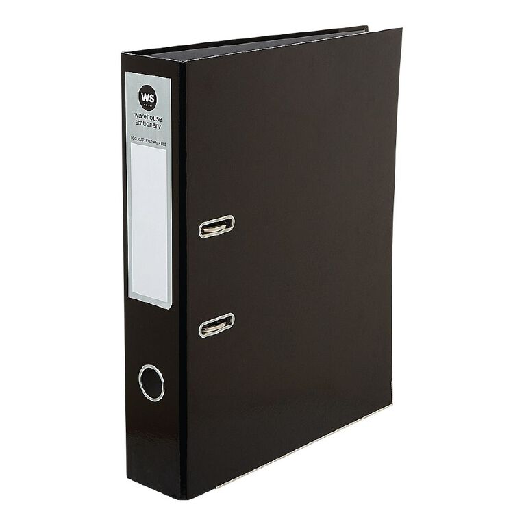 WS Lever Arch File Foolscap Black Black, , hi-res