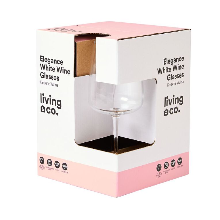 Living & Co Elegance White Wine Glass Clear 4 Pack, , hi-res