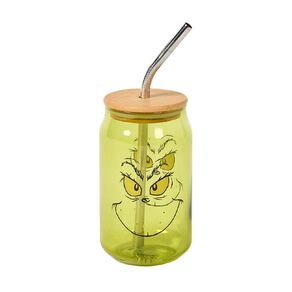 Grinch Smoothie Cup with Straw Green