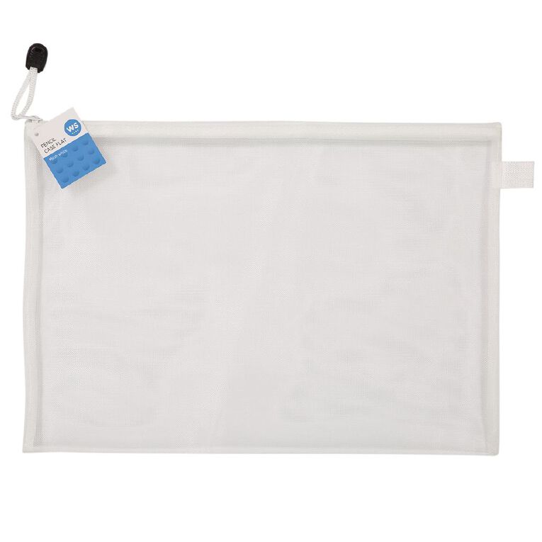 WS Flat Mesh Pencil Case White, , hi-res