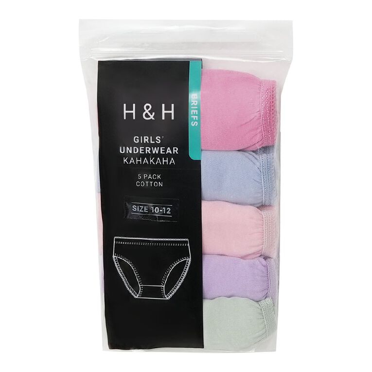 H&H Girls' Briefs 5 Pack, Purple Mid, hi-res