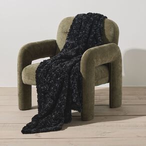 Living & Co Throw Faux Fur Texture Black 127cm x 152cm