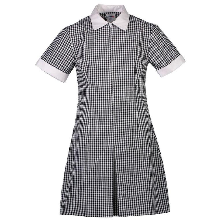 Schooltex Zip Gingham School Dress, Black/White, hi-res