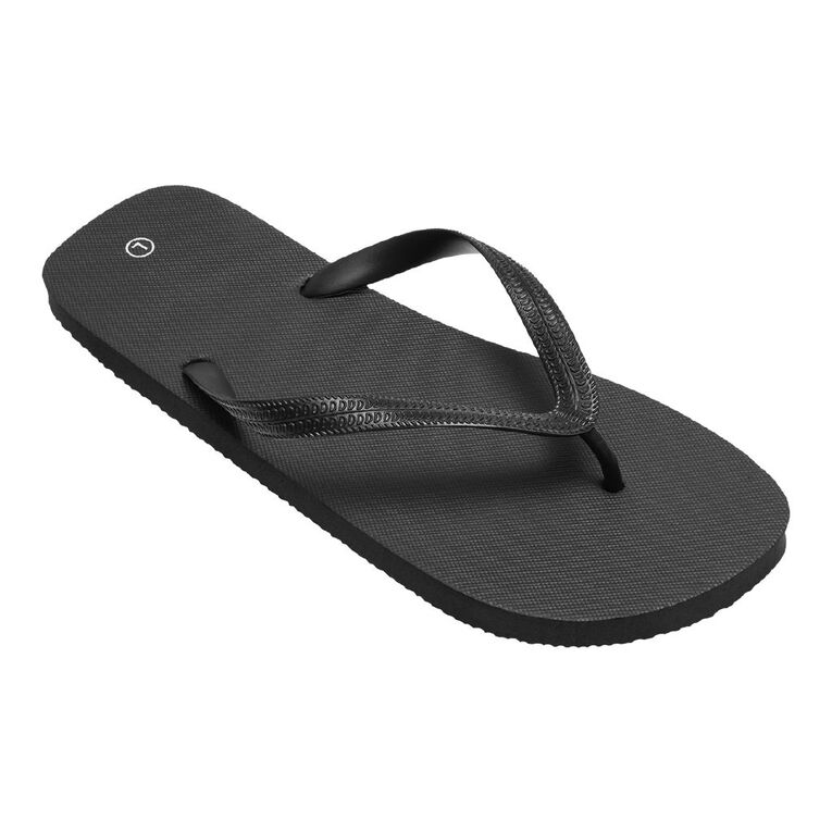 H&H Men's Plain Jandals, Black, hi-res
