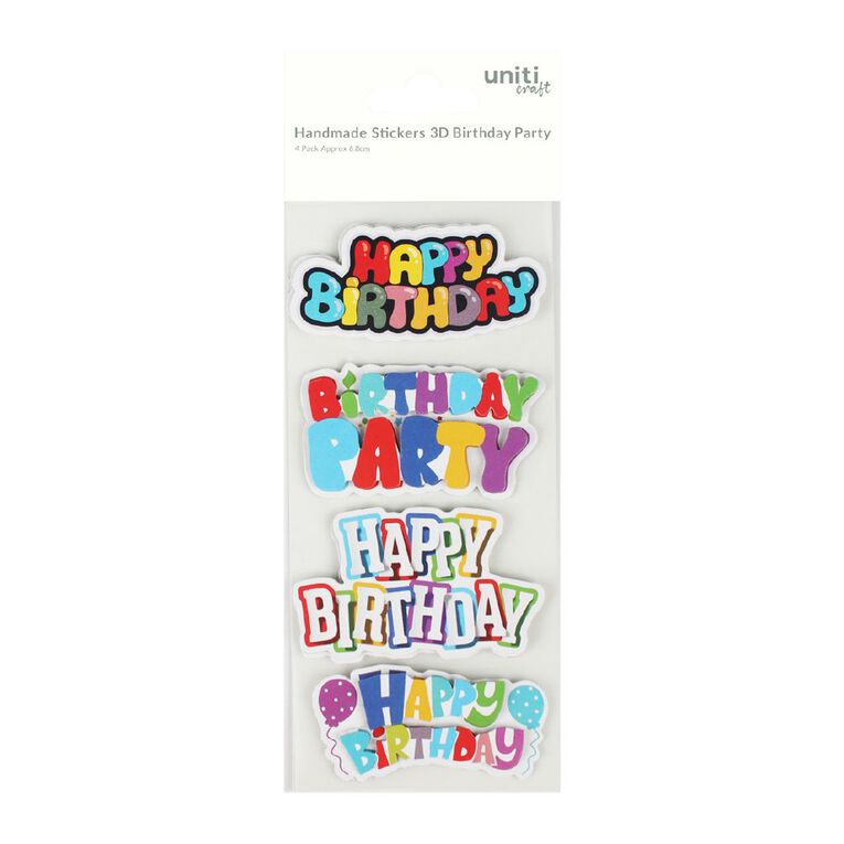 Uniti Craft 3D Embellishment Birthday Party 4 Piece Little Birdie, , hi-res