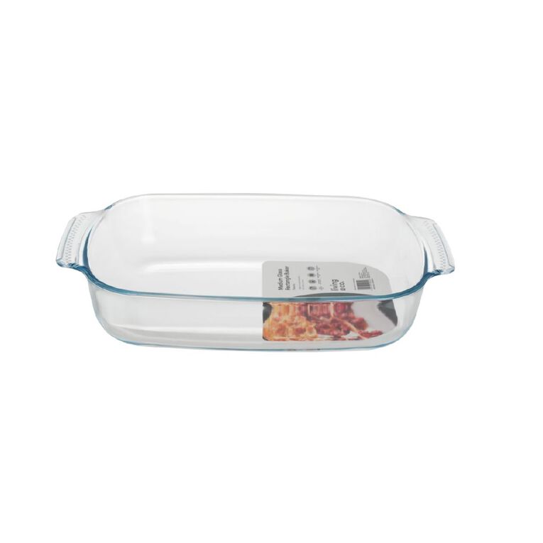 Living & Co Glass Baker Rectangle Clear Medium, , hi-res