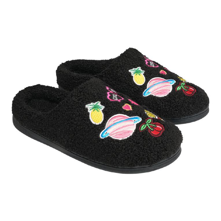 H&H Women's Billy Scuff Slippers, Black, hi-res
