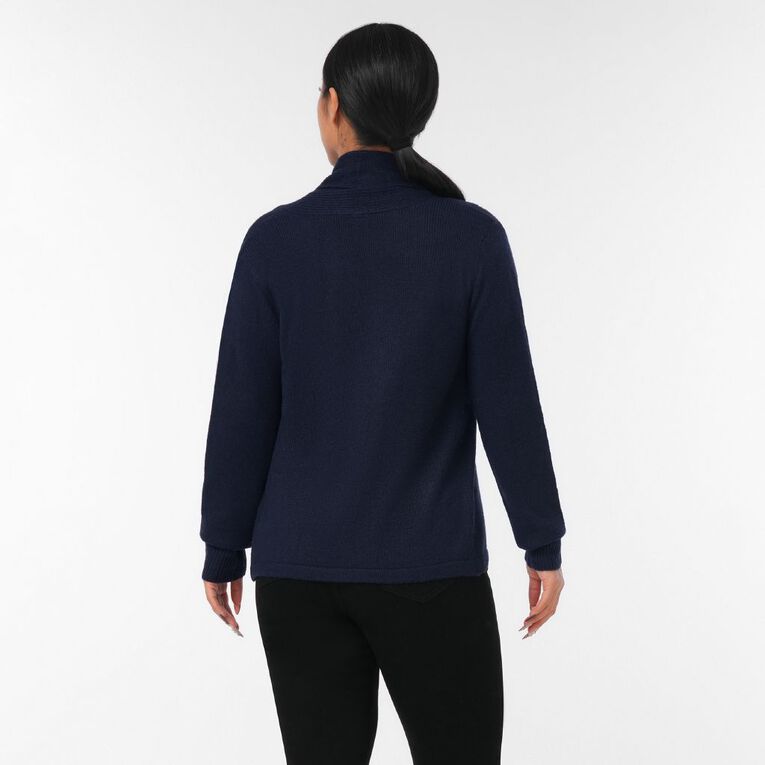 H&H Women's Drape Front Cardigan, Blue Dark, hi-res