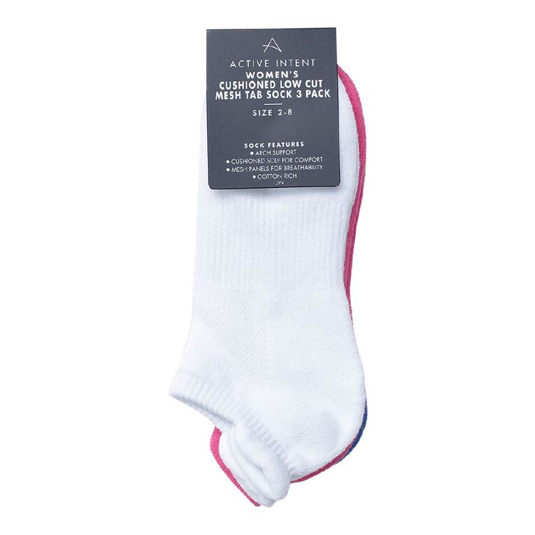 Active Intent Women's Tab Low Cut Socks 3 Pack, Blue Mid, hi-res