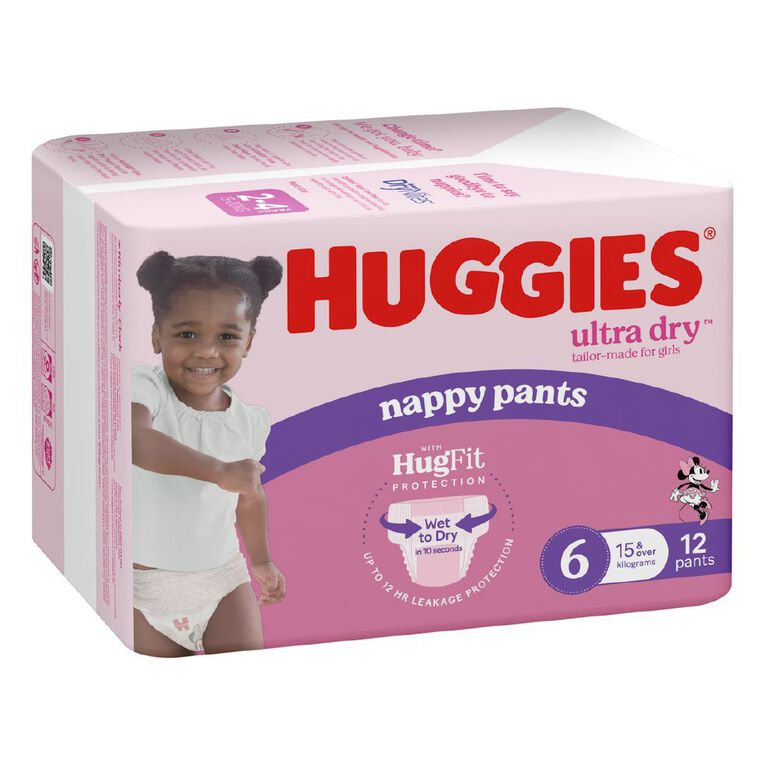 Huggies Ultra Dry Nappy Pants Junior Girls' Size 6 15+kg 12 Pack, , hi-res