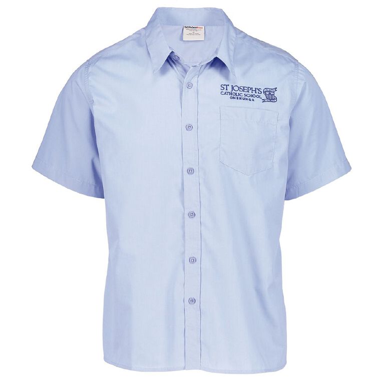 Schooltex St Joseph's Onehunga Short Sleeve Shirt with Embroidery, Blue Mid, hi-res