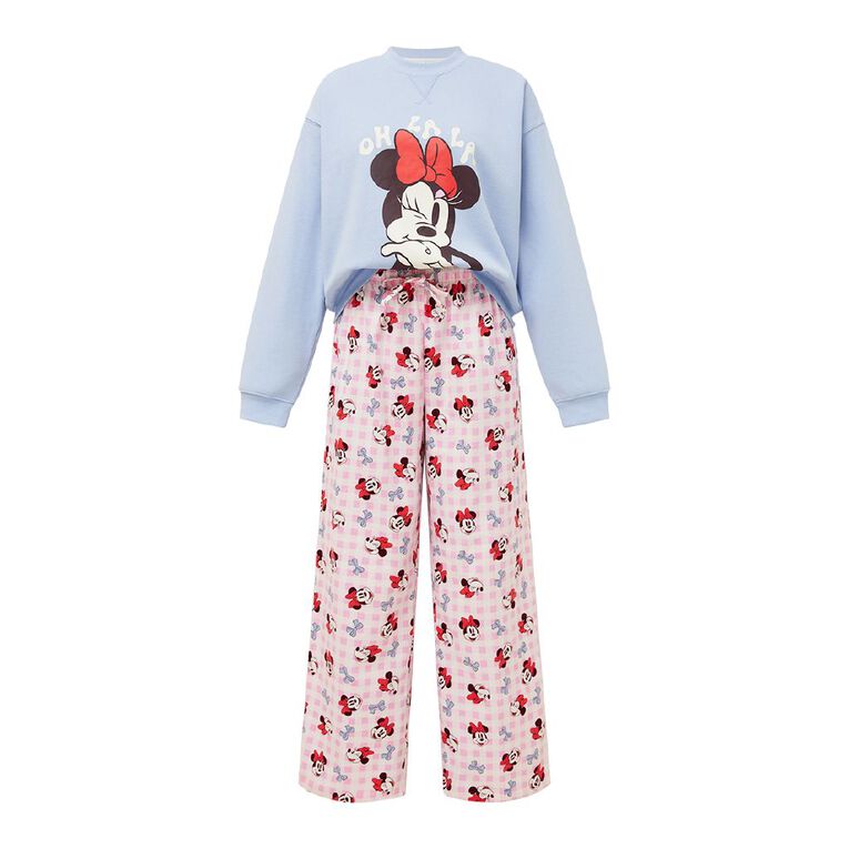 Minnie Mouse Women's Sweater and Flannelette Pants Pyjama Set, Blue Light, hi-res