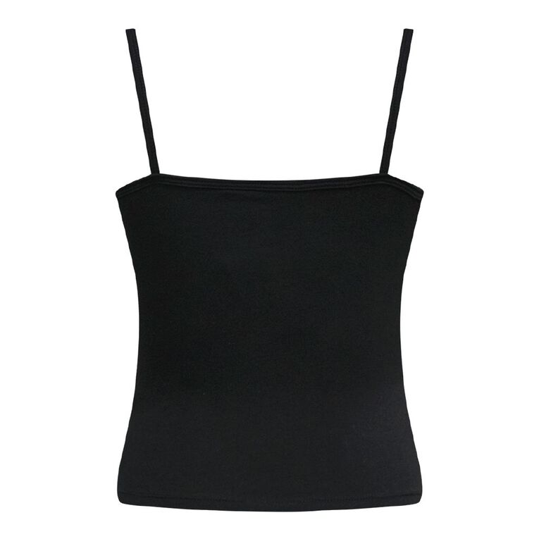 H&H Essentials Women's Stretch Cotton Cami, Black, hi-res