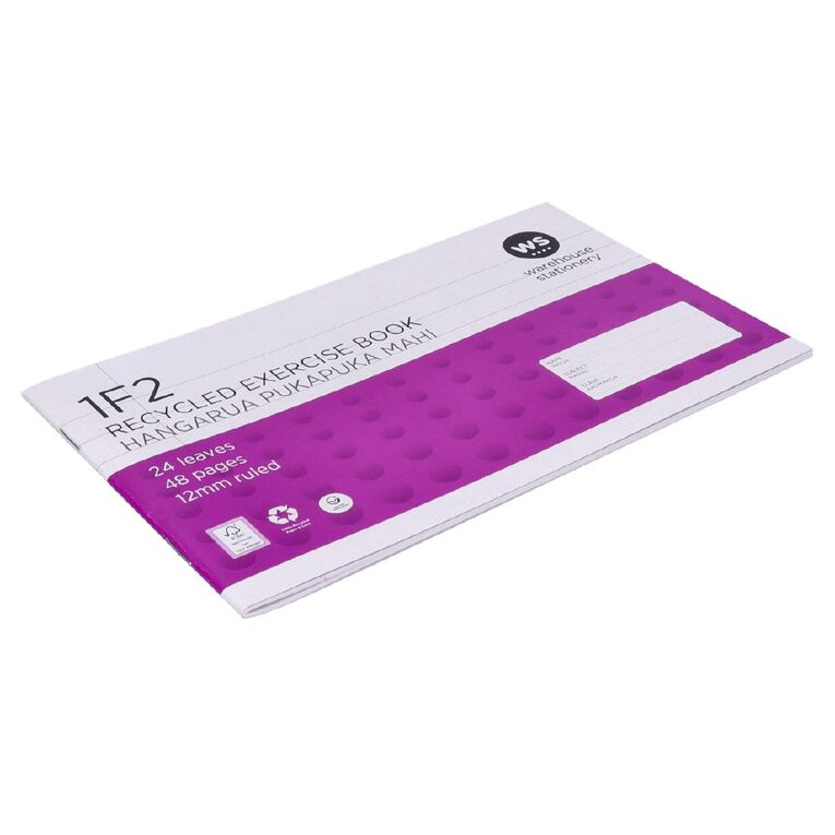 WS Exercise Book 1F2 12mm 24 Leaf Purple, , hi-res