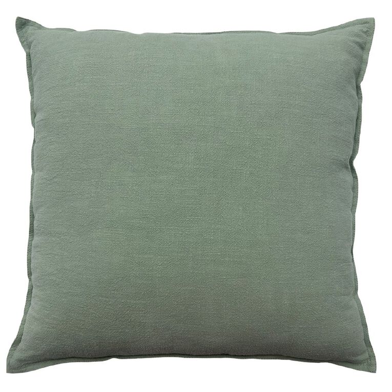 Living & Co Linen Rich Cushion Green Light 50cm x 50cm, , hi-res