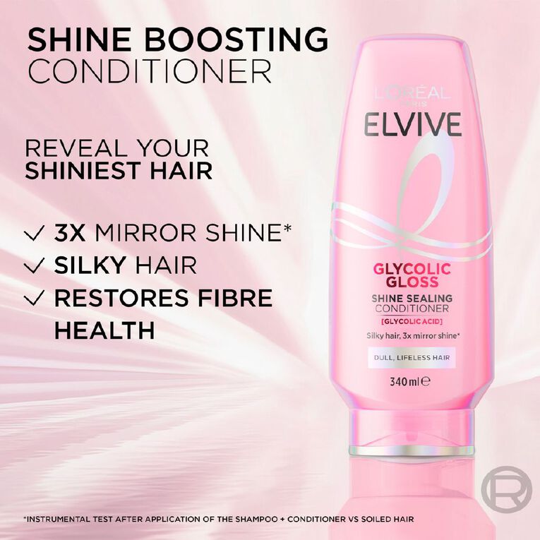 L'Oreal Paris Elvive Glycolic Gloss Conditioner 340ml, , hi-res