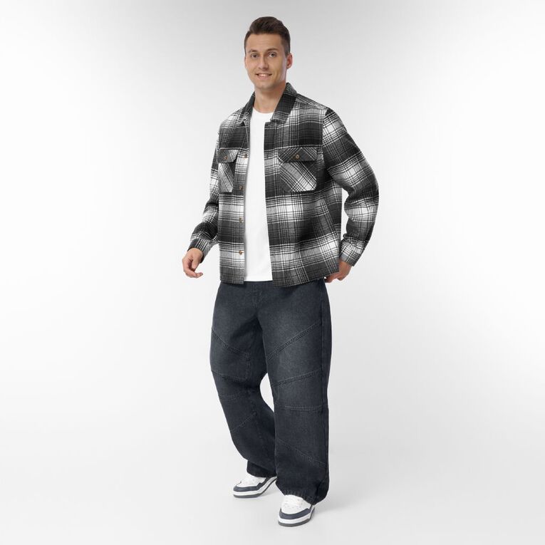 H&H Men's Heavy Flannel Shacket, Black/White, hi-res