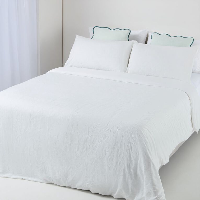 Living & Co Duvet Cover Set Matelasse White King, , hi-res
