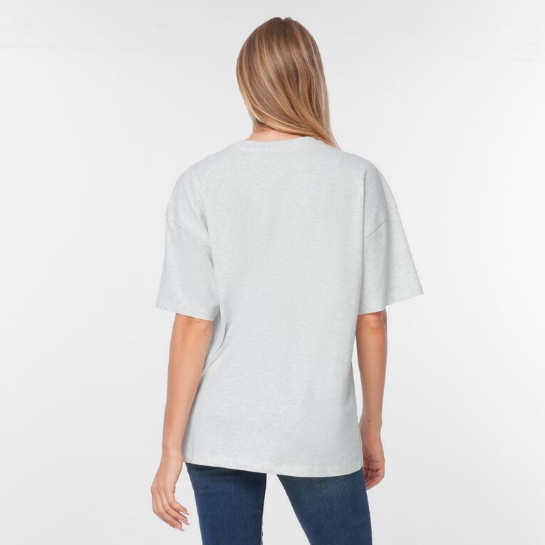 H&H Women's Oversized Boyfriend Graphic Tee, Silver Grey, hi-res