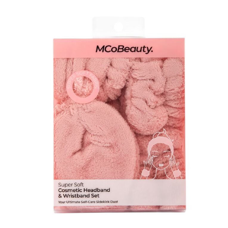 MCoBeauty Super Soft Cosmetic Headband & Wristband Set, , hi-res