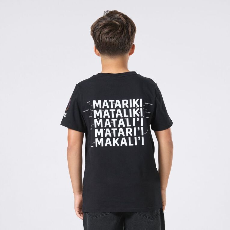 MLC Kids' Matariki Glow In The Dark Tee, Black, hi-res
