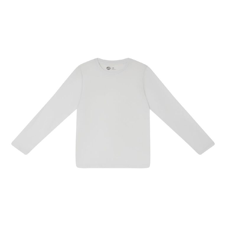 Young Original Long Sleeve Plain Tee, White, hi-res