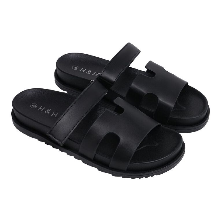 H&H Women's Tally Slides, Black, hi-res
