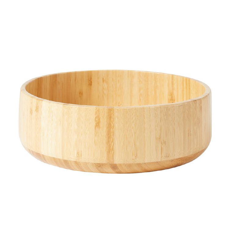 Living & Co Bamboo Salad Bowl Natural 30cm, , hi-res
