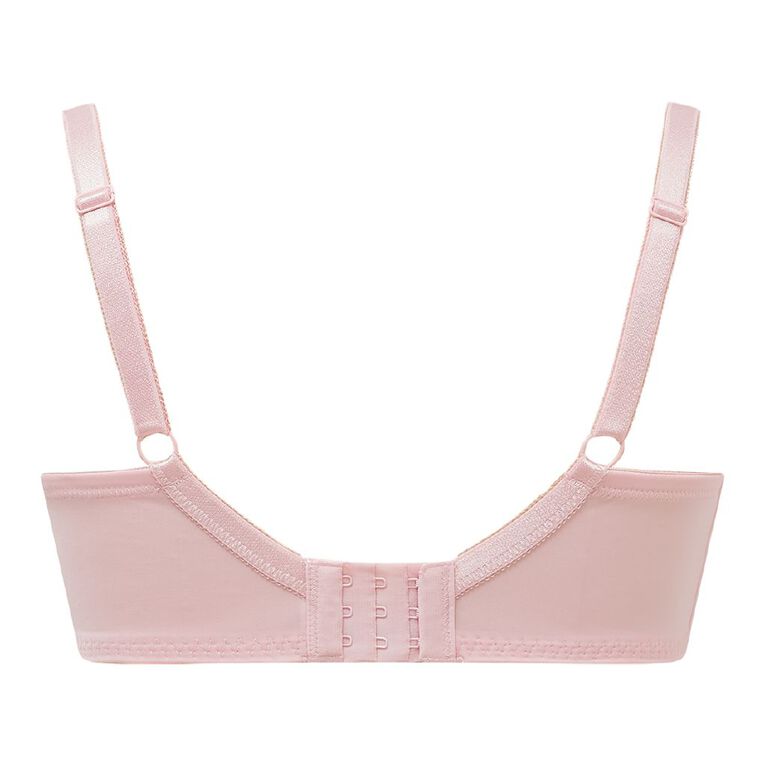 H&H Women's Lexi Solid & Lace Full Cup Bra, Pink Light, hi-res