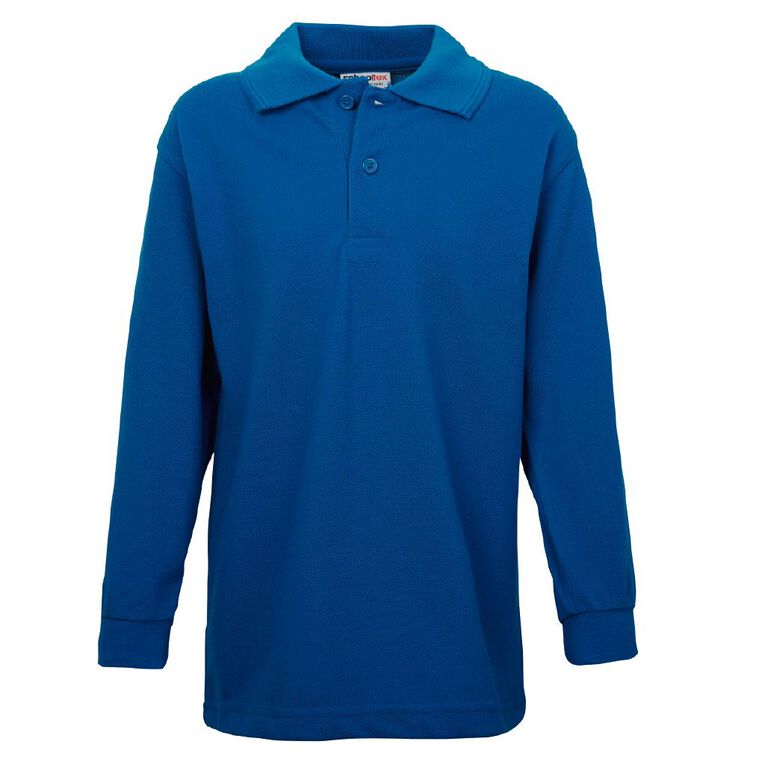 Schooltex Kids' Long Sleeve Polo, Royal, hi-res