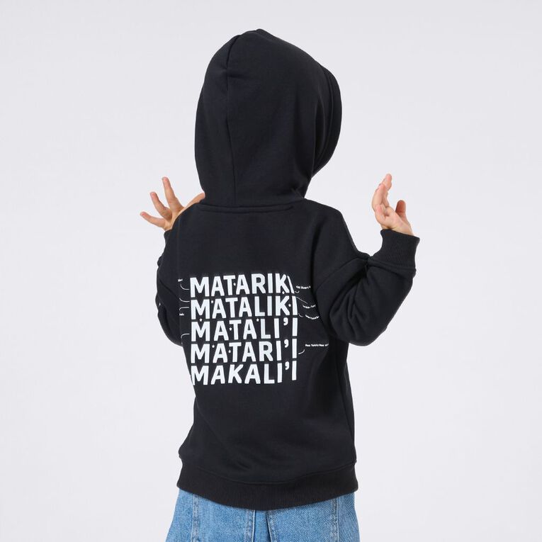 MLC Kids' Matariki Glow In The Dark Hoodie, Black, hi-res
