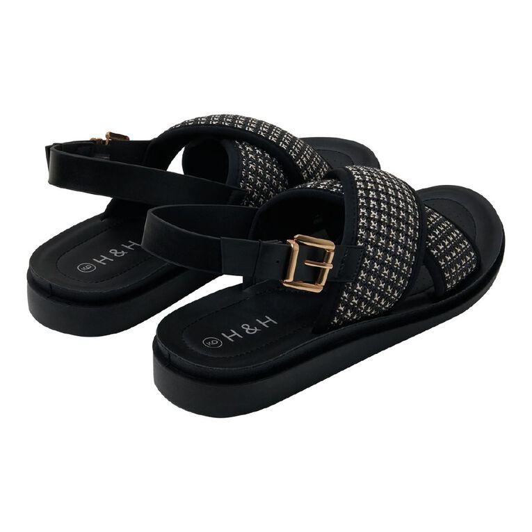 H&H Women's Crossover Sling Back Sandals, Black, hi-res