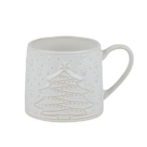 Wonderland Home Embossed Mug Christmas Tree Ivory