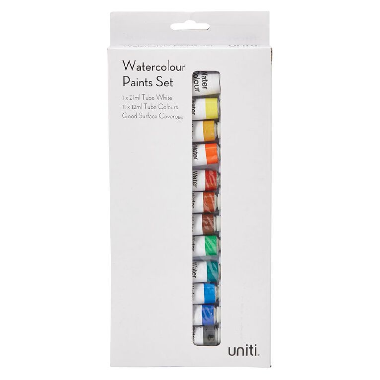 Uniti Watercolour Paint Set 11x12ml 1x21ml 12 Pack