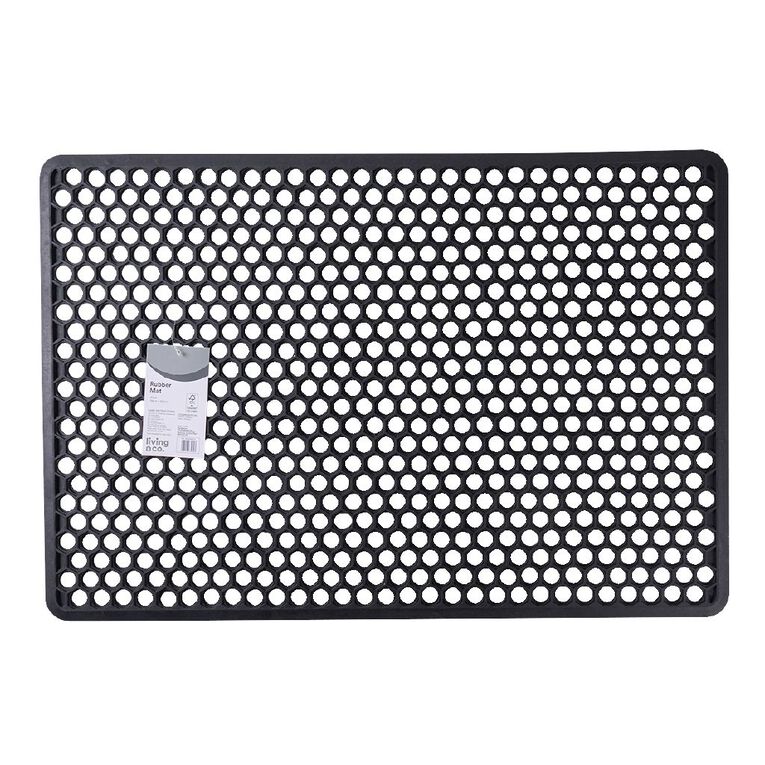 Living & Co Rubber Door Mat Black 68cm x 100cm, , hi-res
