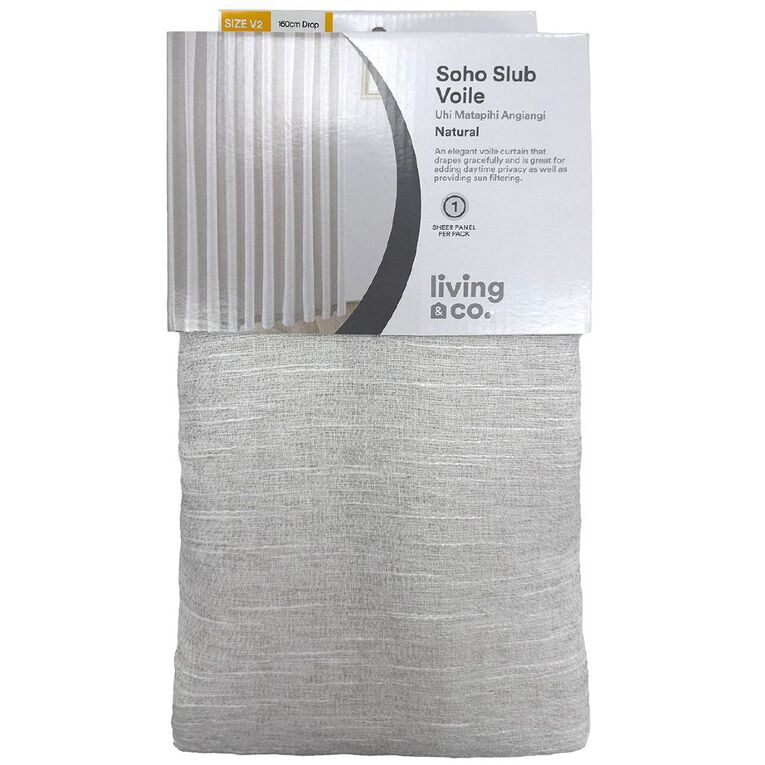 Living & Co Soho Slub Voile Natural 90-180cm Wide/160cm Drop, , hi-res