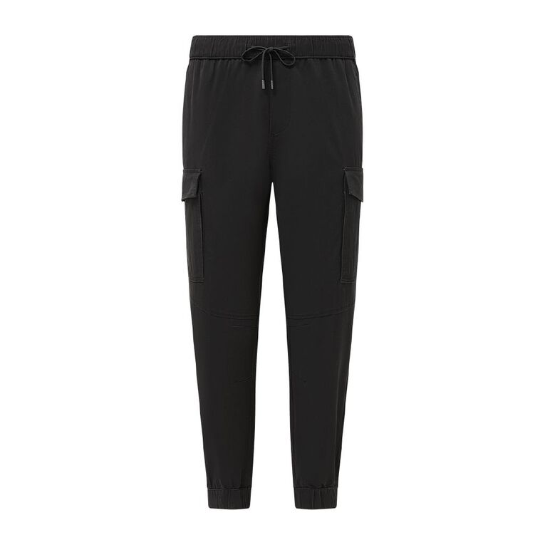 H&H Men's Cuffed Cargo Pants, Black, hi-res