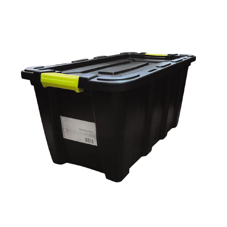 Living & Co Heavy Duty Storage Box Black 55L, , hi-res